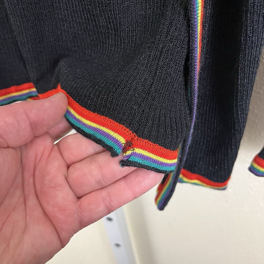 Saks Fifth Avenue Vintage Rainbow Trim Top Sweater Set Womens S Small Italy - Picture 6 of 7